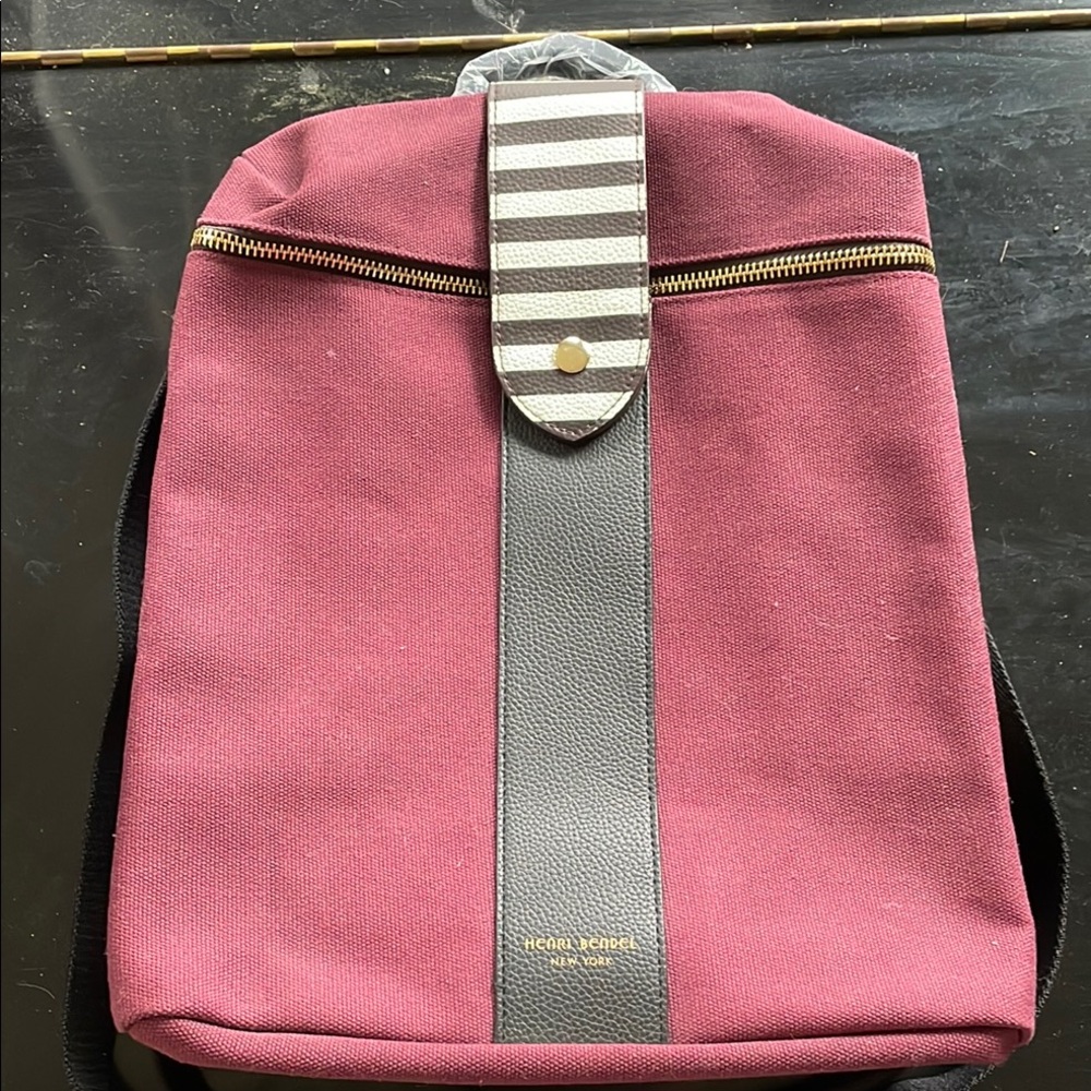 Henri Bendel Burgundy Canvas Tote NWOT